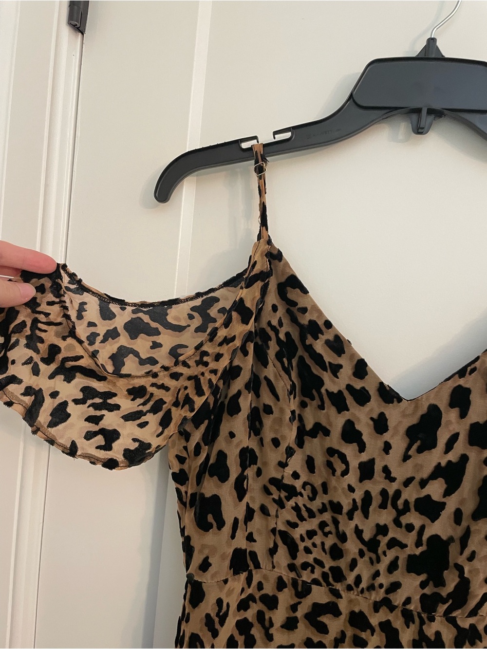 Altar'd State Brown and Black Leopard Maxi Dress with Ruffle Straps - Picture 6 of 9